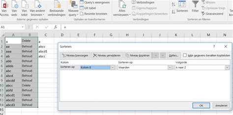 Excel Waarde Rij Verwijderen Als Deze In Een Andere Kolom Voorkomt My