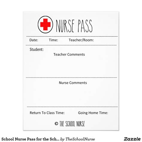 School Nurse Pass For The School Setting Flyer School Nurse Office