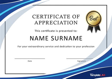 Certificate Of Recognition Template Word Free Download Printable