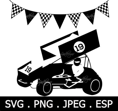 Sprint Car Race Car Svg Png Jpeg Eps Clipart Cricut Vector