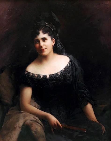 Portrait Of A Lady In A Black Dress By Paul Francois Quinsac Art