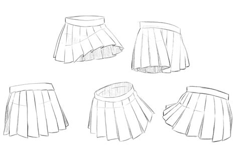 Four Different Skirts With Pleating On The Bottom And Side All In