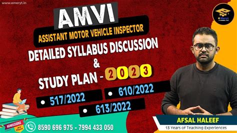 Assistant Motor Vehicle Inspector AMVI 2023 Detailed Syllabus
