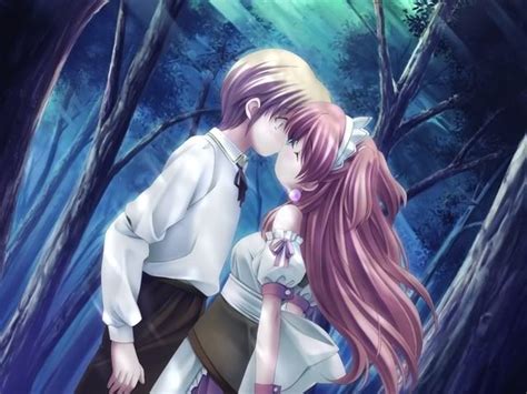 Cute Anime Couple Kiss In Forest Photo By Awakeningdawn