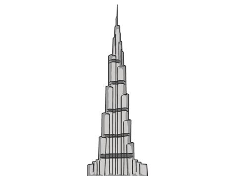 Burj Khalifa Drawing Easy Step By Step