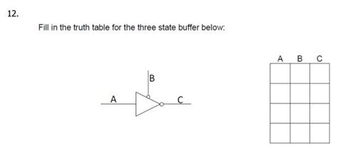 Solved Fill In The Truth Table For The Three State Buffer