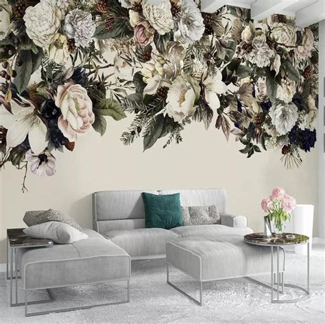 Custom Wallpaper Mural Modern Floral Wallcovering Nordic Bvm Home