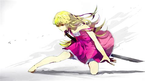 Wallpaper Drawing Illustration Blonde Long Hair Monogatari Series Anime Girls Oshino