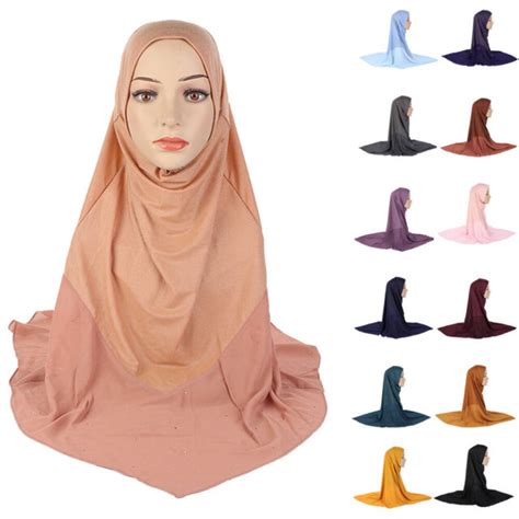 One Piece Amira Hijab Muslim Scarf Wrap Shawl Prayer Turban Khimar