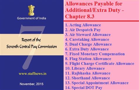 Seventh Pay Commission Report Allowances Payable For Additional Extra Duty Chapter