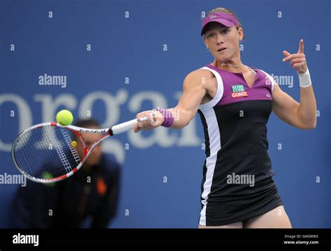 Australias Samantha Stosur In Action Against Usas Serena Williams In