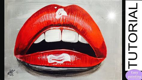 How To Paint Red Glossy Lips Acrylics Painting Tutorial For Beginners