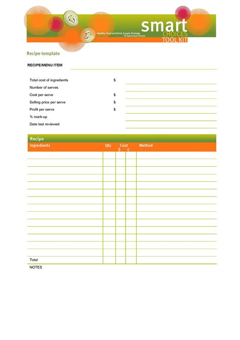 Blank Recipe Template For Word Pdf Format E