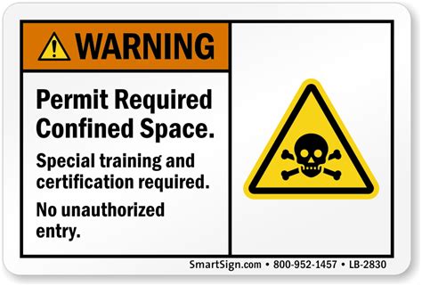 Permit Required Confined Space Training Required Label Sku Lb 2830