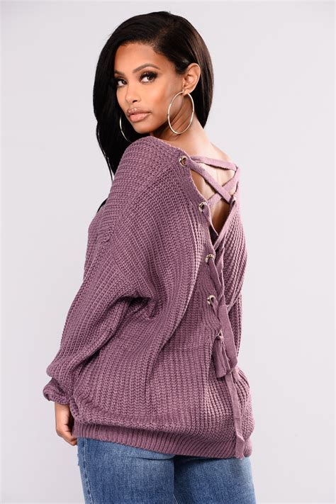 Got My Back Lace Up Sweater Lavender Sweaters Autumn Winter