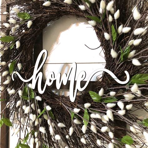 Mini Swirly Home Wood Word Cutout Wreath Decor Hello Sign | Etsy