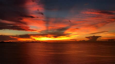 Sea Horizon Sunset Clouds Twilight Shore 4k Hd Wallpaper