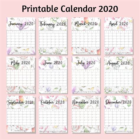 Free Printable Calendar Landscape 2020 Calendar Printables Free Templates