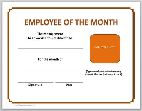 Free Printable Employee Of The Month Certificate Templates Inside