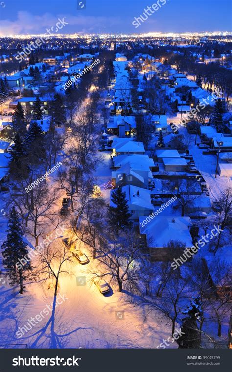 Beautiful Winter Night Scene Of The City Edmonton Alberta