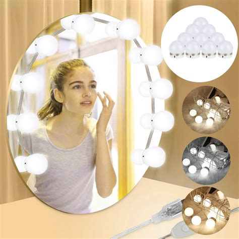 Hollywood Style Round Makeup Mirror Lights Usb Powered Vanity Mirror