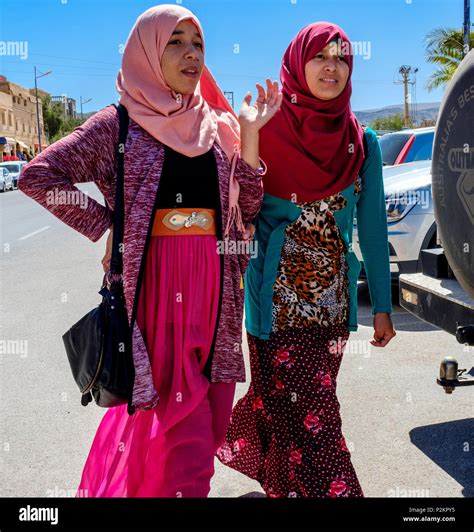 Two Young Moroccan Women In Taliouine A Little Mountain Village In The
