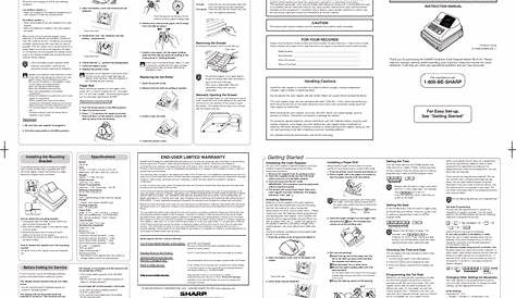 Sharp XE-A106 User Manual | 2 pages
