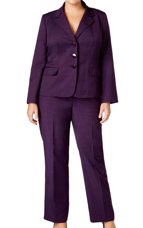 Le Suit Le Suit New Eggplant Purple Womens Size 24w Plus Three Button