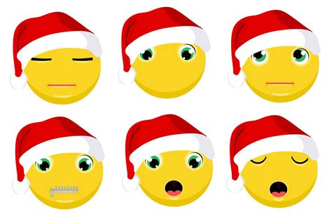 Christmas Emoticons Emoji Vector Set By Landart Thehungryjpeg