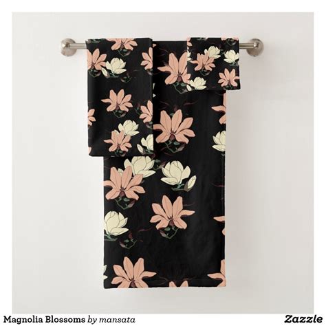Magnolia Blossoms Bath Towel Set Towel Set Bath Towel