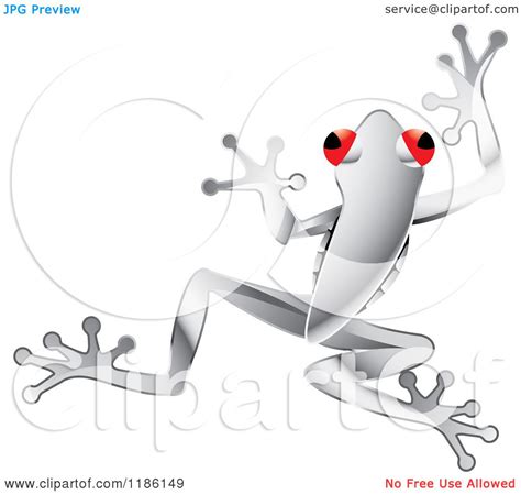 Clipart Of A Jumping Red Eyed Silver Tree Frog Royalty Free Vector