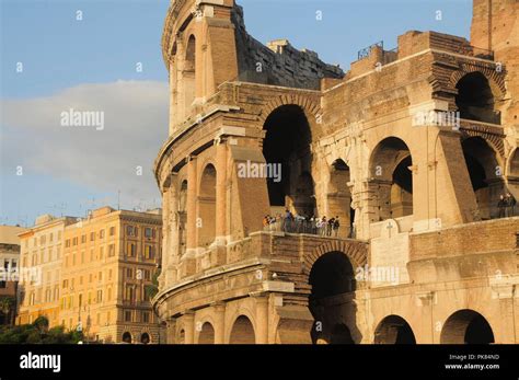 Italy Lazio Rome Colosseum Cross Section View Of The Colosseum In