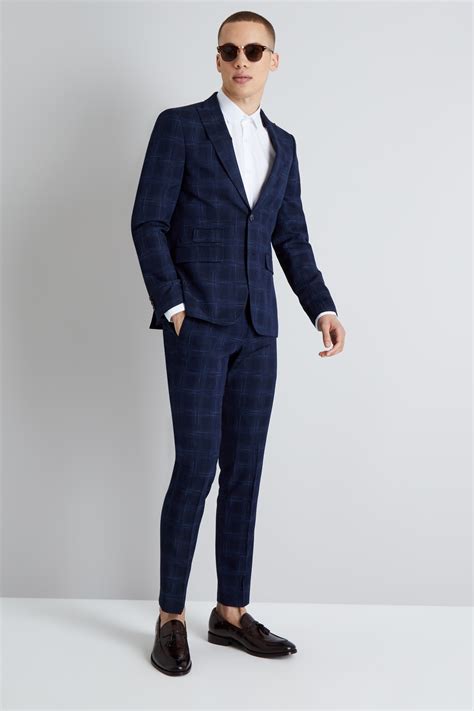 Shop the next range of men's blue suits in slim and tailored fits here. Moss London Mens Suit Jacket Skinny Fit Navy Blue Ice ...
