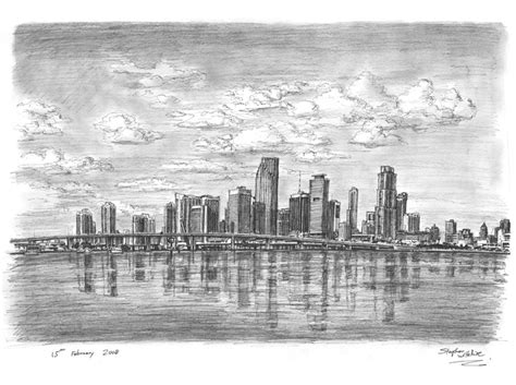 New york city skyline manhatten cityscape towers and landmarks. Fancy - Miami Skyline - drawings and paintings by Stephen ...