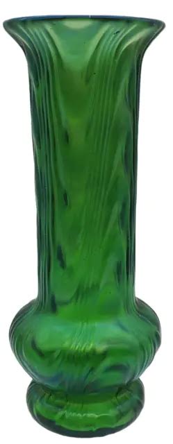 Antique Loetz Iridescent Green Art Nouveau 7 Glass Vase 149 90 Picclick