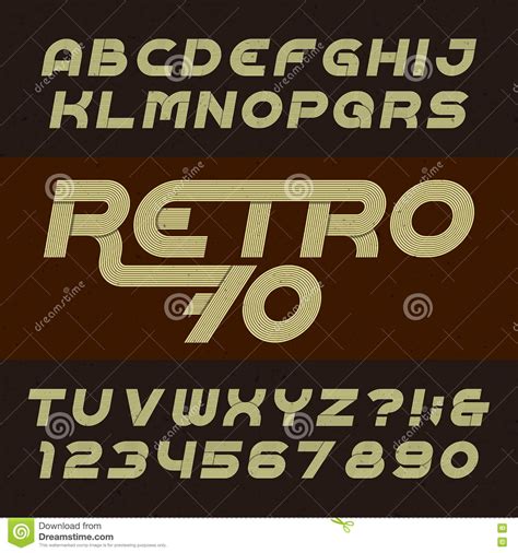 Retro Stripe Alphabet Vector Font Funky Oblique Type Letters Numbers