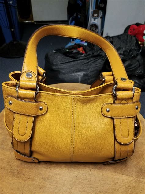 TIGNANELLO Yellow Tan Pebble Leather Satchel Handbag Gem
