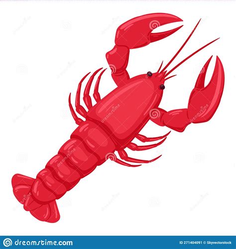 Cartoon Crayfish Seafood Lobster Fresh Sea Food Diet Tasty Seafood