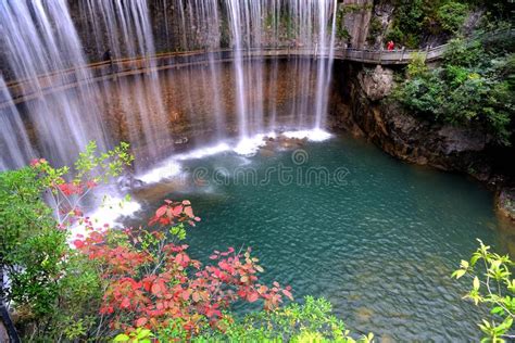 A Waterfall In Chinese Forest Stock Image Image Of Rock Overlook