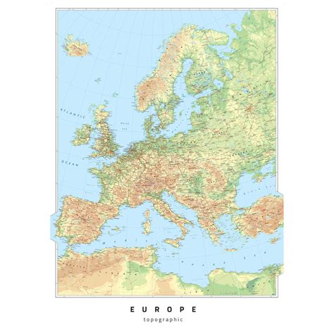 Europe Topographic By Oxford Cartographers The Map Shop