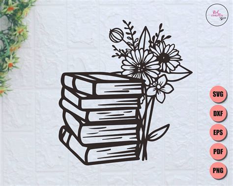 Book With Wildflowers Svg Book With Flowers Svg Book Svg Etsy