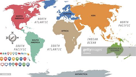 Colorful World Map By Continents High Res Vector Graphic Getty Images