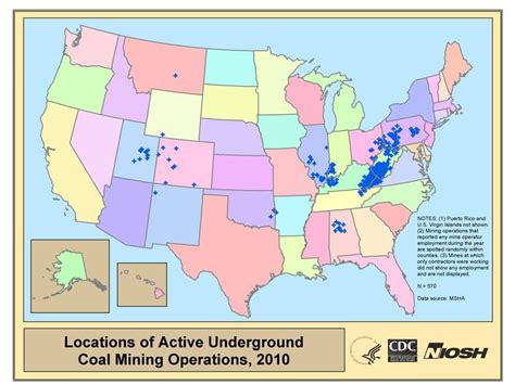 Locations Of Active Underground Coal Mines In The Us 2010 Coal