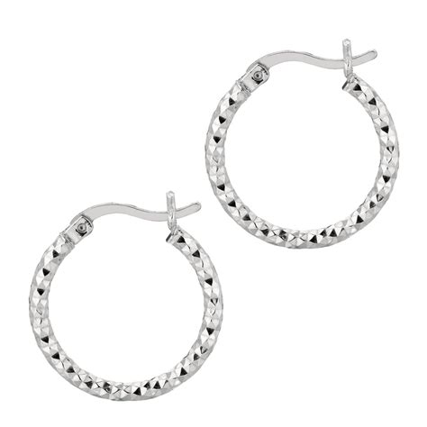 Sterling Silver Polished And Diamond Cut Round Hoop Earrings 916