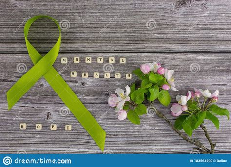 Lime Green Ribbon Mental Health Awareness Month Concept Mental Health