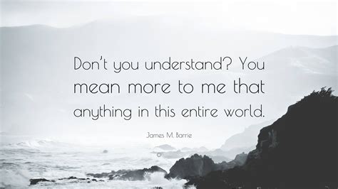 James M Barrie Quote Dont You Understand You Mean More To Me That