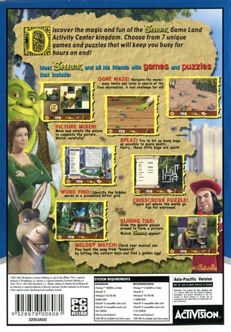 Shrek Game Land Activity Center Cover Or Packaging Material Mobygames