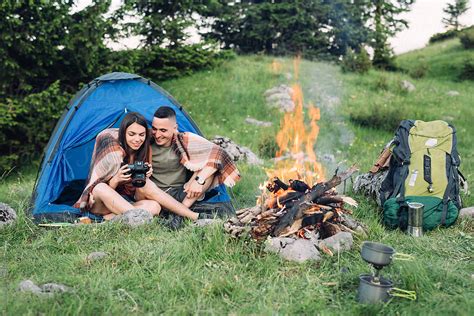 Couple Enjoying Camping Stock Image Everypixel