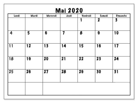 Mai 2020 Calendrier Imprimable 2022 Calendrier