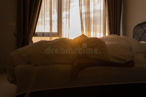 Foot Sleeping In The Morning At Dawn The Girl Hangs Down The Bed Spy